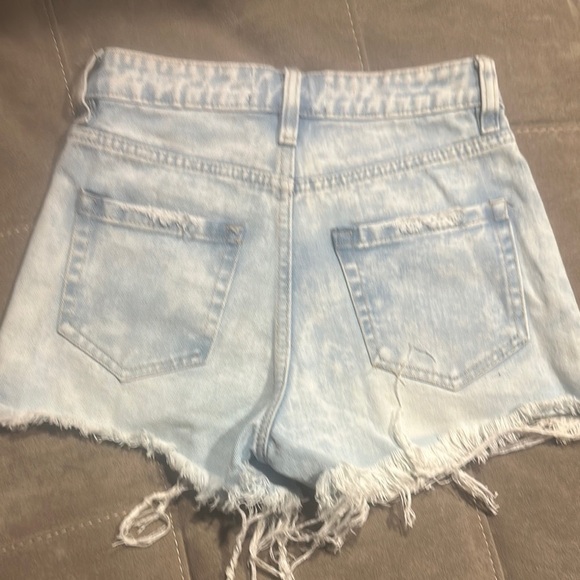 Fashion Nova Blue Distressed Jean Shorts High-Waisted - Picture 2 of 4